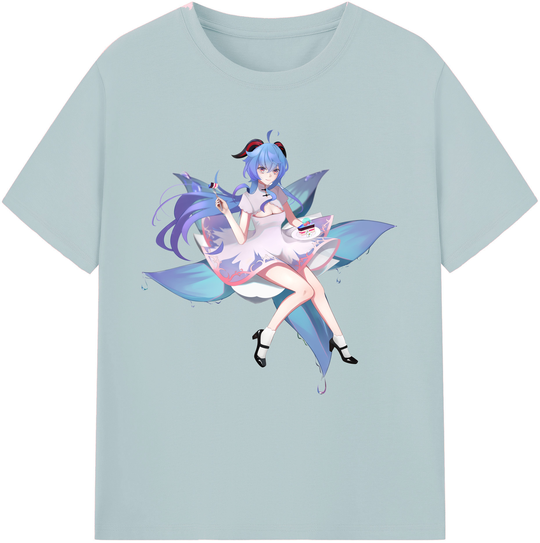 げんし神 甘雨 かんう genshin Ganyu 綿100％半袖Tシャツ（フロントプリント）